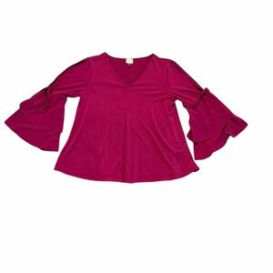 CUPIO Magenta Open Slit Sleeve Tie Detail Blouse Size M